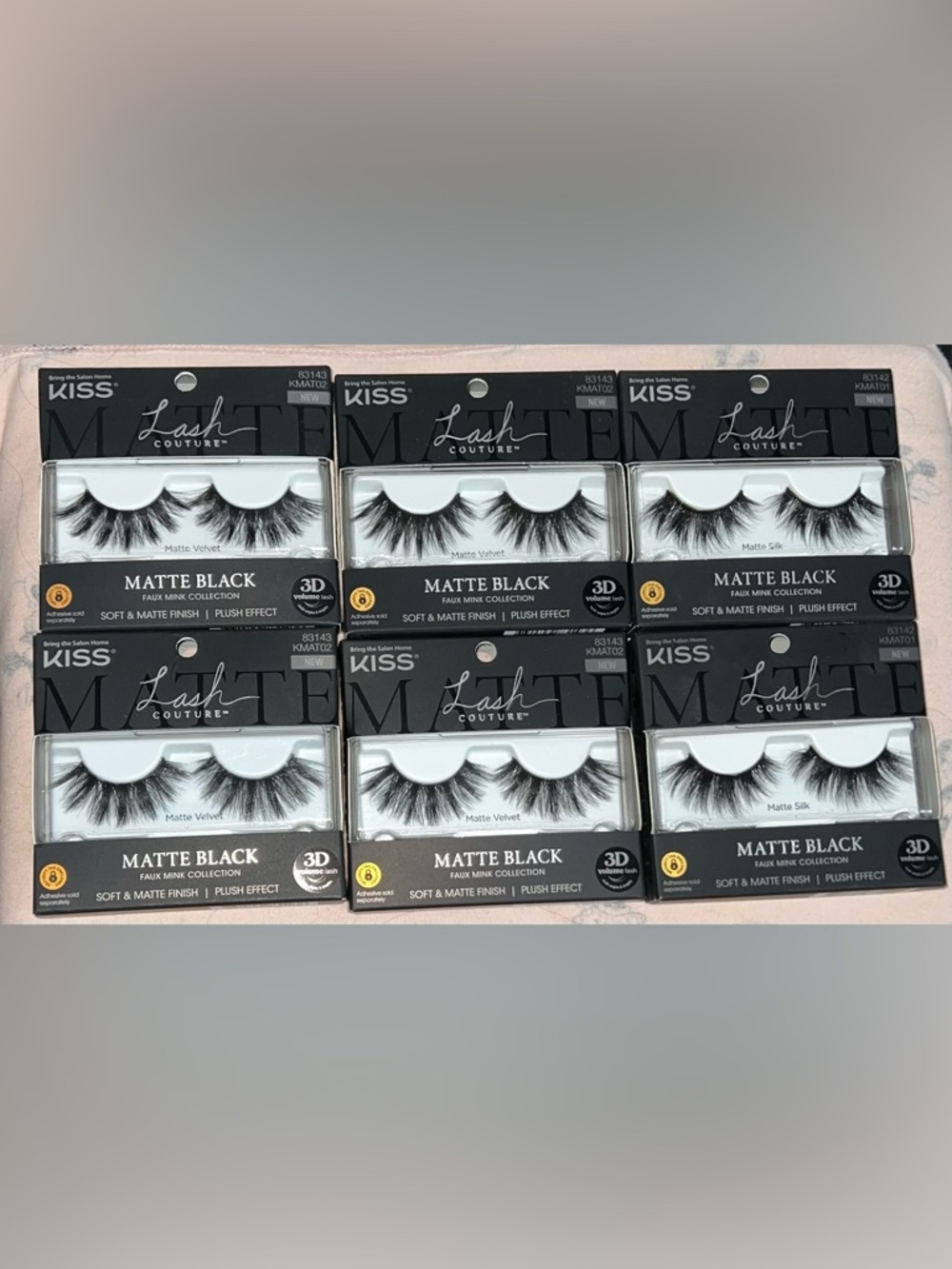 Kiss Lash Couture Matte Black 3D Volume False Lashes - 6 Pack